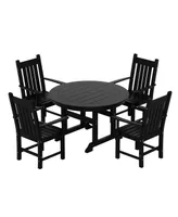 WestinTrends 5 Piece Outdoor Patio Dining Set Round Table and Armchair