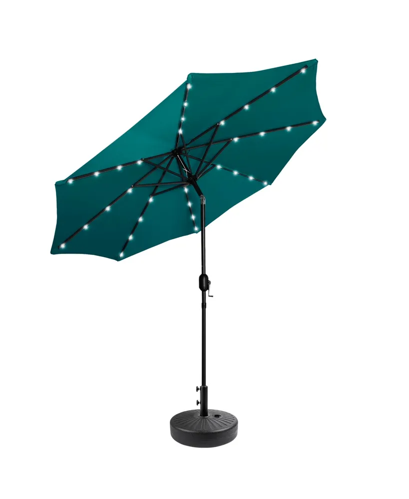 9 ft. Patio Solar Power Led lights Market Umbrella with Black Round Base