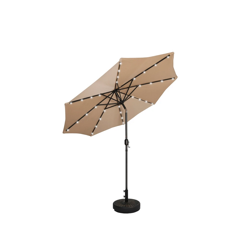 WestinTrends 9 ft. Patio Solar Power Led lights Market Umbrella with Bronze Round Base