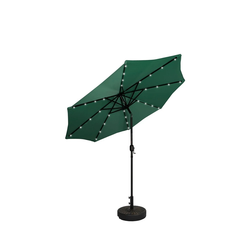 9 ft. Patio Solar Power Led lights Market Umbrella with Bronze Round Base