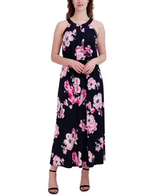 Robbie Bee Petite Floral-Print Halter Maxi Dress