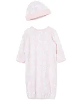 Little Me Baby Girls Sleep Gown and Hat, 2 Piece Set