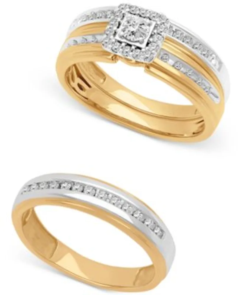 Diamond His Hers Wedding Set Collection In 14k Two Tone Gold