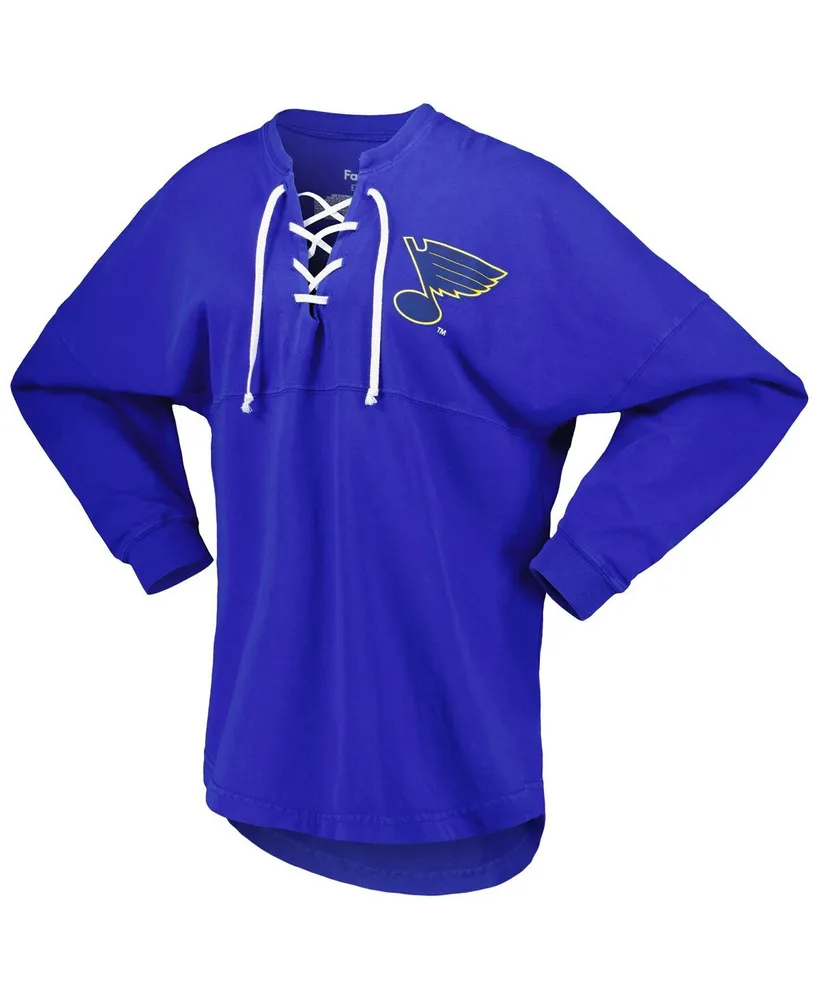 Women's Fanatics Blue St. Louis Blues Spirit Lace-Up V-Neck Long Sleeve Jersey T-shirt