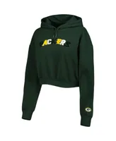 Women's The Wild Collective Green Bay Packers Cropped Pullover Hoodie