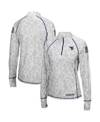Women's Colosseum White West Virginia Mountaineers Oht Military-Inspired Appreciation Officer Arctic Camo 1/4-Zip Jacket