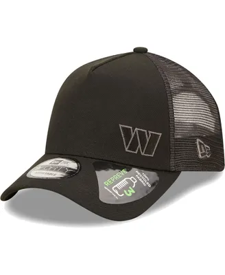 Men's New Era Black Washington Commanders A-Frame Trucker 9Forty Snapback Hat