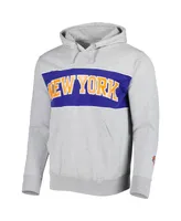 Men's Fanatics Heather Gray New York Knicks Wordmark French Terry Pullover Hoodie