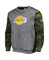 Men's Fanatics Heather Charcoal Los Angeles Lakers Camo Stitched Sweatshirt