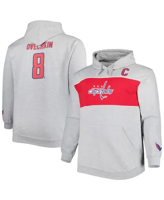 Men's Alexander Ovechkin Heather Gray Washington Capitals Big and Tall Player Lace-Up Pullover Hoodie