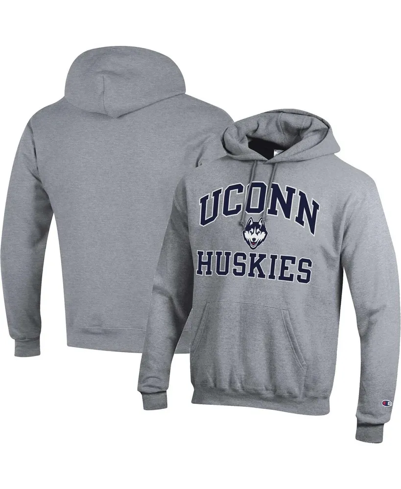 Men's Champion Heather Gray UConn Huskies High Motor Pullover Hoodie