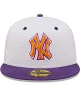 Men's New Era White, Purple York Yankees 2000 World Series Grape Lolli 59Fifty Fitted Hat