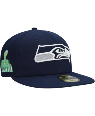 Men's New Era College Navy Seattle Seahawks Super Bowl Xlviii Citrus Pop 59FIFTY Fitted Hat