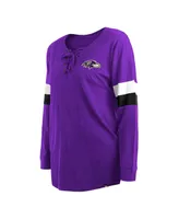 Women's New Era Purple Baltimore Ravens Plus Athletic Varsity Lace-Up V-Neck Long Sleeve T-shirt