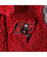 Newborn and Infant Boys Girls Red, Gray Tampa Bay Buccaneers Game Nap Teddy Fleece Bunting Full-Zip Sleeper