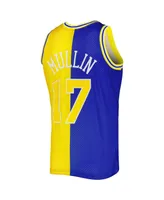 Men's Mitchell & Ness Chris Mullin Royal and Gold Golden State Warriors Hardwood Classics 1993-94 Split Swingman Jersey