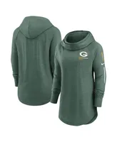 Women's Nike Heathered Green Bay Packers Minimal Statement Raglan Funnel Neck Pullover Hoodie