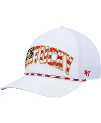 Men's '47 Brand White Kentucky Wildcats Stars and Stripes Flag Flutter Hitch Snapback Hat