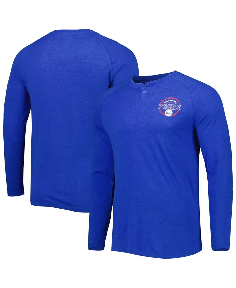 Men's Concepts Sport Heathered Royal Philadelphia 76ers Left Chest Henley Raglan Long Sleeve T-shirt