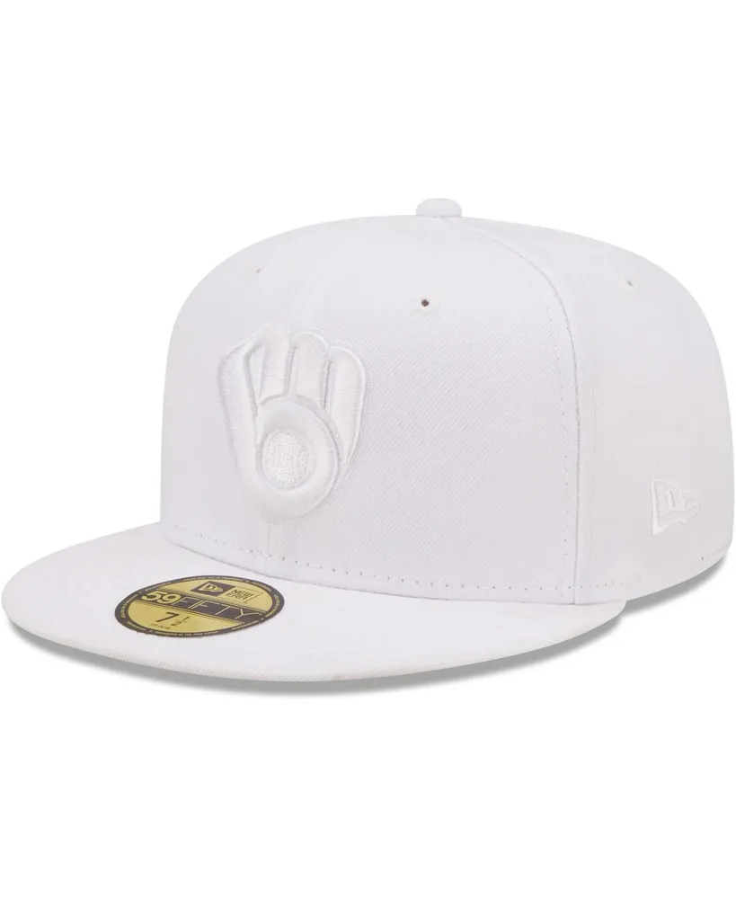 Men's New Era Red Milwaukee Brewers White Logo 59FIFTY Fitted Hat