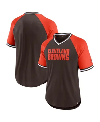 Men's Fanatics Brown, Orange Cleveland Browns Second Wind Raglan V-Neck T-shirt