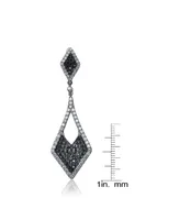 Sterling Silver Black And White Gold Plated Kite Shape Drop Earrings