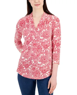 Charter Club Women's Dramatic Paisley Printed Top, Created for Macy's
