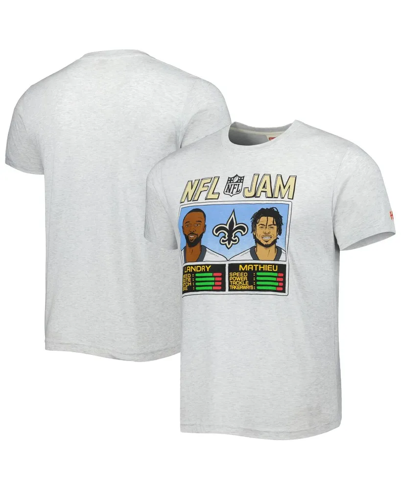 Men's Homage Jarvis Landry & Tyrann Mathieu Heather Gray New Orleans Saints NFL Jam Tri-Blend T-Shirt Size: Medium