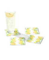 American Atelier 4 X 4" Lemon Branches Glass Coasters Set, 4 Piece