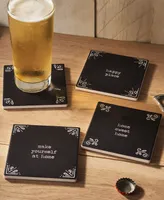 American Atelier 4.25'' D Happy Place Ceramic Coasters Set, 4 Piece