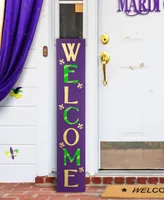 Glitzhome 42" H Mardi Gras Welcome Wooden Porch Sign