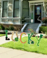 Glitzhome St. Patrick's Metal "Lucky" Yard Stake, Set of 5