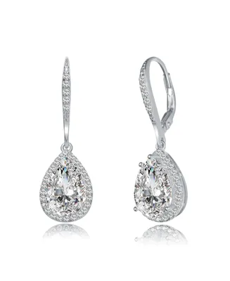 Genevive Sterling Silver Cubic Zirconia Pear Drop Earrings