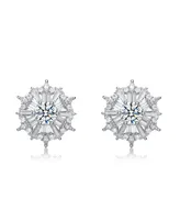 Genevive Sterling Silver Cubic Zirconia Star Shine Like Stud Earring