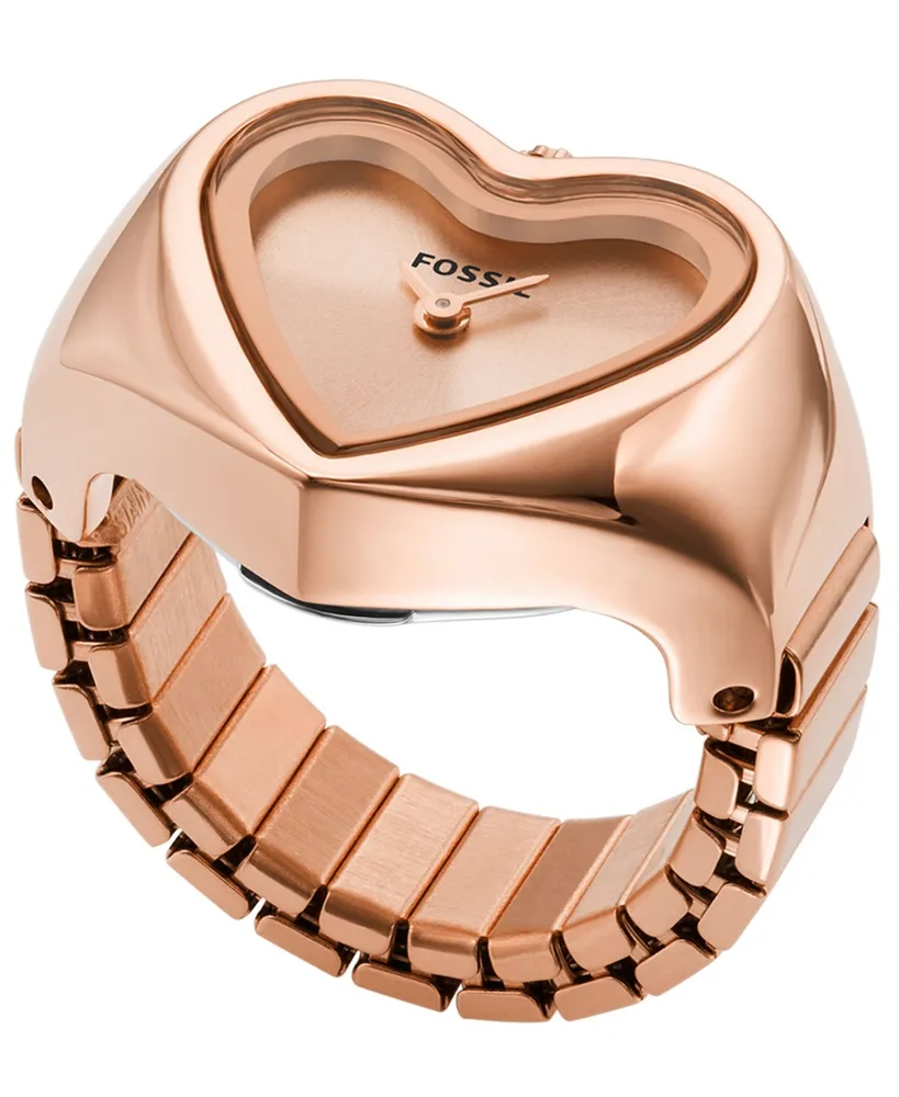 Fossil Women's Watch Ring Two-Hand Rose Gold-Tone Stainless Steel