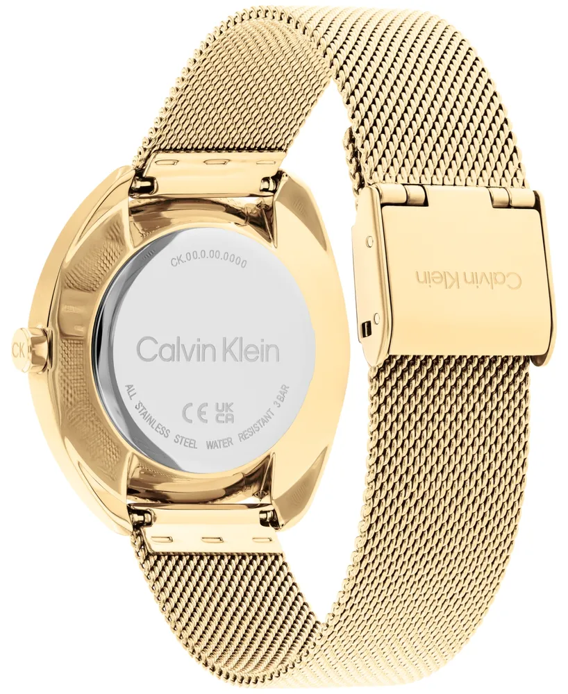 Calvin Klein Women's Gold-Tone Stainless Steel Mesh Bracelet Watch 34mm