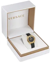 Versace Women's Swiss Greca Twist Black Leather Strap Watch 35mm