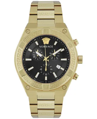 Versace Men's Swiss Chronograph V-Sporty Greca Gold Ion Plated Bracelet Watch 46mm