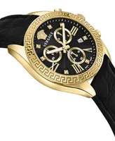 Versace Women's Chronograph Greca Black Leather Strap Watch 40mm