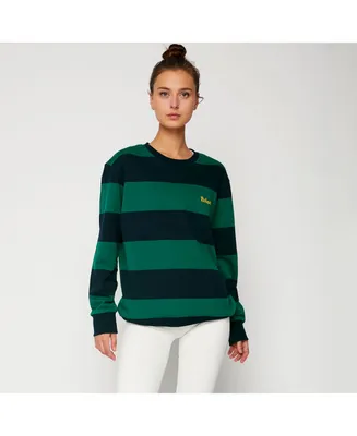 Rebody Active Women's Embroidered Rebody Rugby Striped Sweatshirt Sustainable