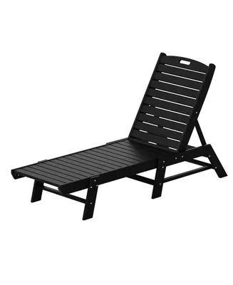 Poly Reclining Outdoor Patio Chaise Lounge Chair Adjustable