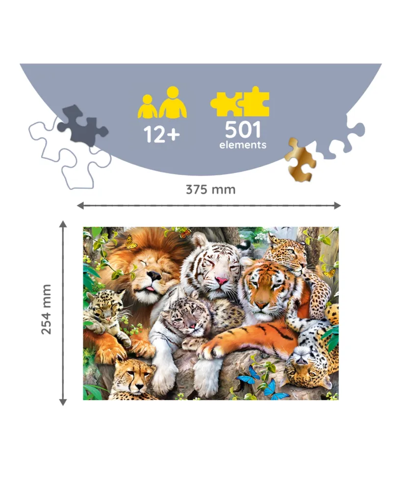 Trefl Wood Craft 501 Piece Wooden Puzzle - Wild Cats in The Jungle