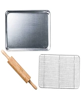 Cuisipro Restaurant Baking Sheet, Cooling Rack Rolling and Rolling Pin Set, 3 Piece