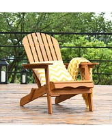 Costway 3PCS Patio Wooden Adirondack Chair Table Set Folding Seat Furniture Garden