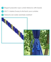 Sunnydaze Decor Indoor/Outdoor Rope Curtain Tiebacks - Blue