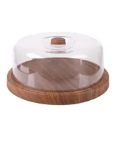 Luxe Party Mahogany Collection Cake Serving Tray with Cover