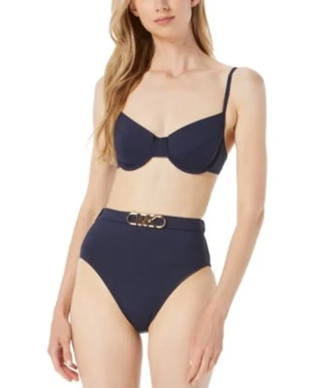 Michael Kors Women's Zip-Front Bikini Top & High Leg Bikini Bottoms - Macy's