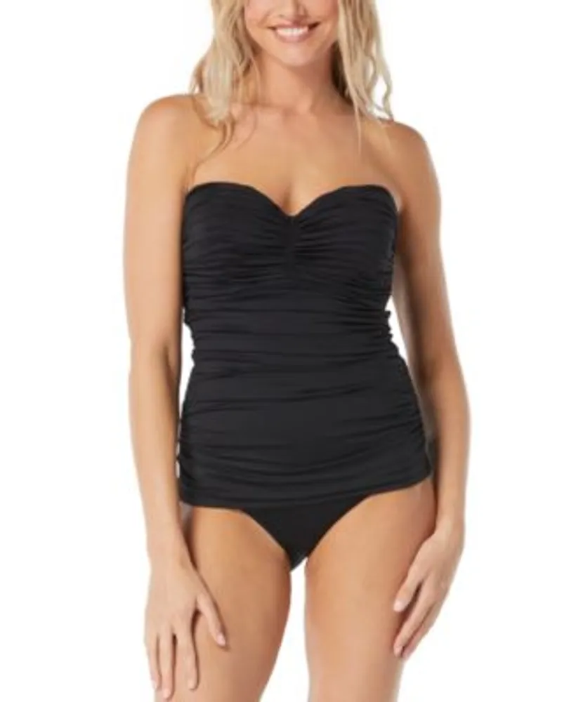 Coco Reef Womens Charisma Bra Sized Pleated Tankini Top High Waist Bikini Bottoms