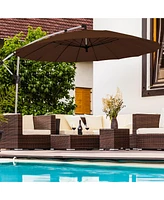 Costway 10ft Patio Offset Umbrella W/ Crank and Cross Base