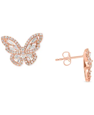 Effy Diamond Butterfly Stud Earrings (5/8 ct. t.w.) in 14k Rose Gold